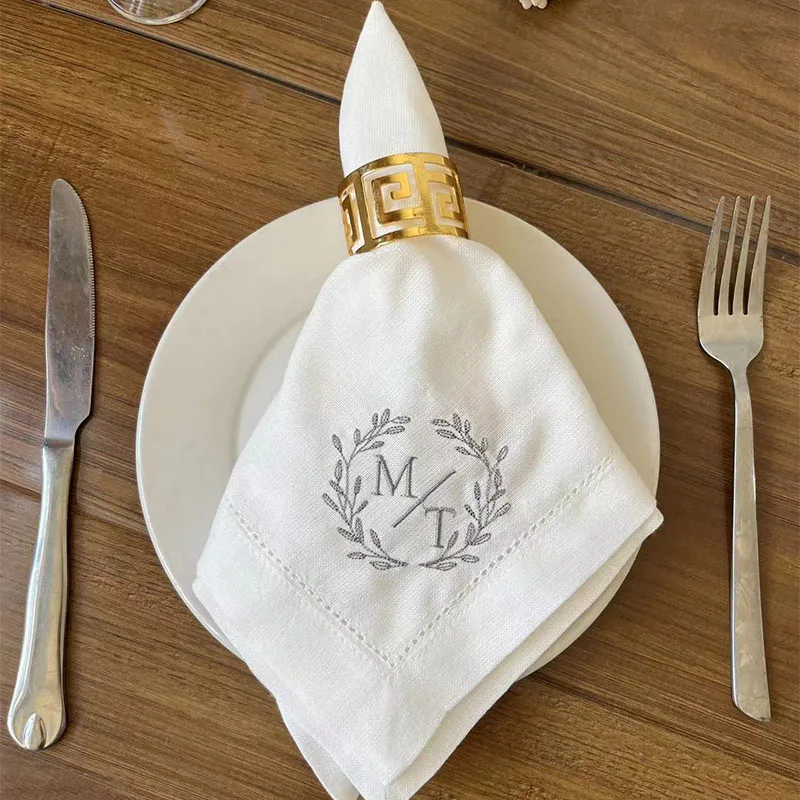 1 Stück personalisierte, individuell bestickte Servietten für Hochzeiten, Geburtstage, Partys, verschiedene Stile und ausgefallene Anpassungen