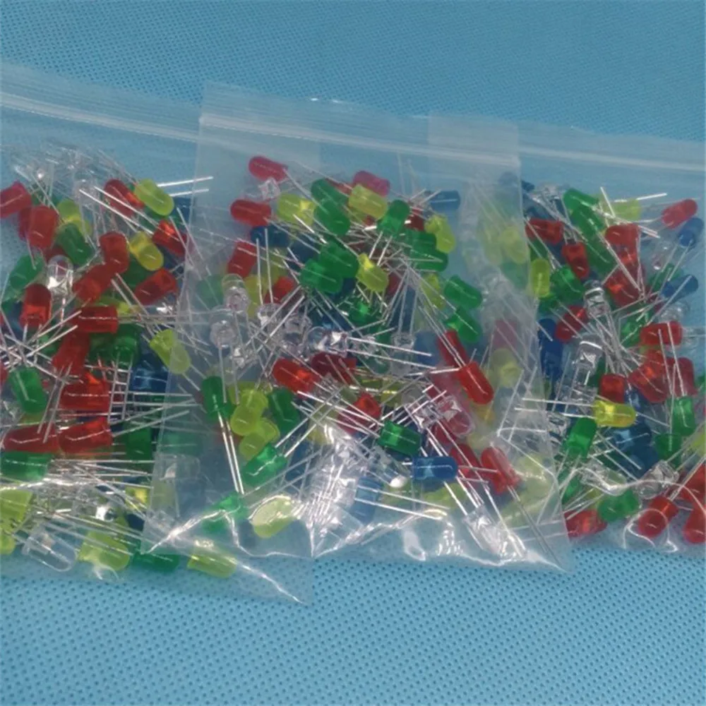 500Pcs/lot 5 Colors F3 3MM Round LED Assortment Kit Ultra Bright Water Clear Green/Yellow/Blue/White/Red Light Emitting Diode