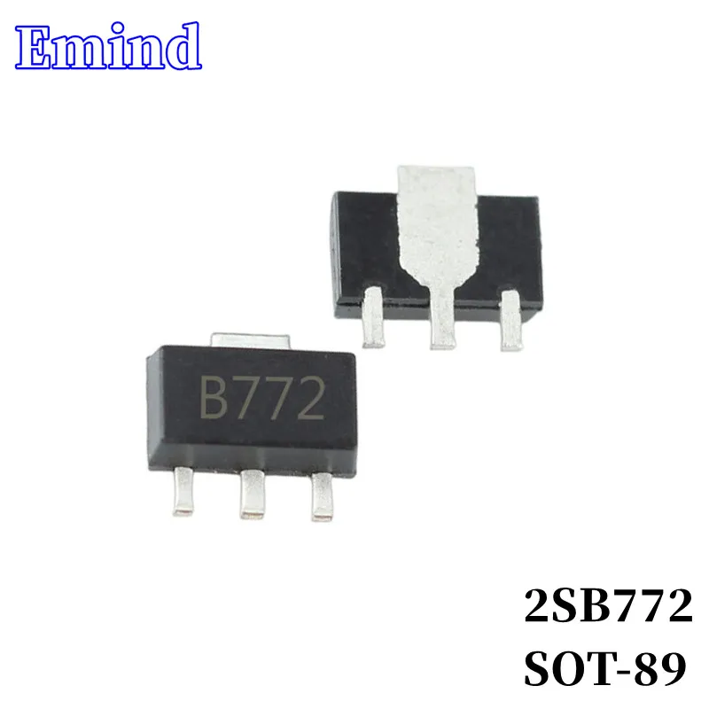 200/500/1000/2000/3000Pcs 2SB772 SMD Transistor SOT-89 Footprint B772 Silkscreen PNP 30V/6A Bipolar Amplifier Transistor