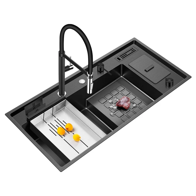 

ASRAS 10048NJ Large Kitchen 304 Stainless Steel Sink with Double Step Design and Nano Surface Treatment