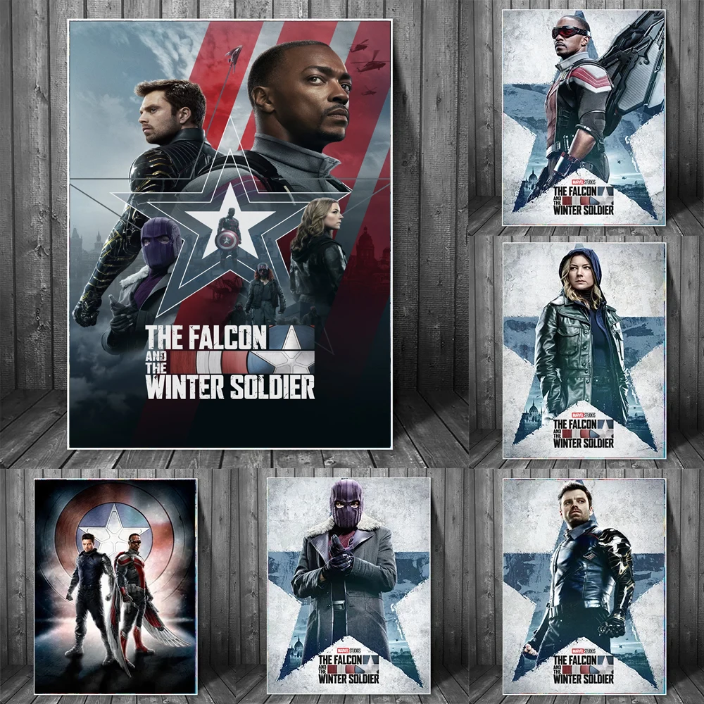 

Disney Superhero The Falcon and The Winter Soldier TV Series Poster Superhero Wall Art Canvas Painting Print Kid Room Home Decor