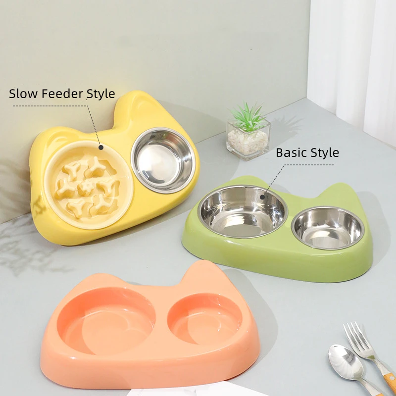 

Cat Bowls Pet Products Cat Slow Feeder Stainless Steel 2 In 1 Pet Bowl Dog Accessories Prevent Swallow Multipurpose Dog Bowl