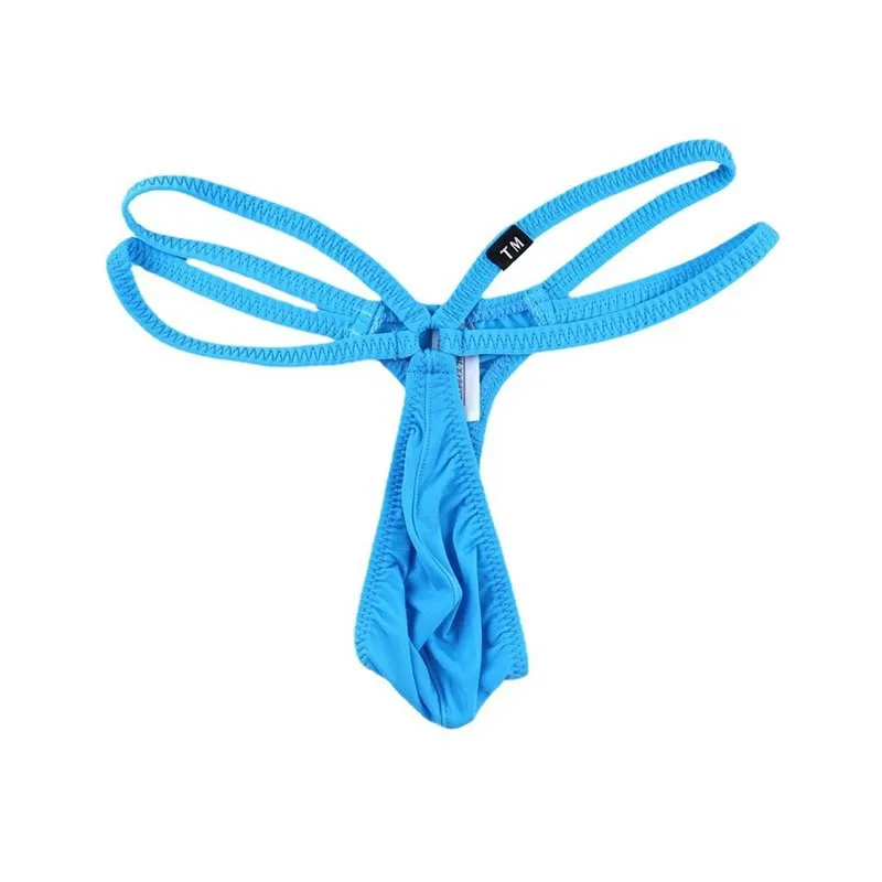 

Men's Ice Silk Thong, Low-rise Double Strap T-back with Ring Accent, Elastic Comfortable
