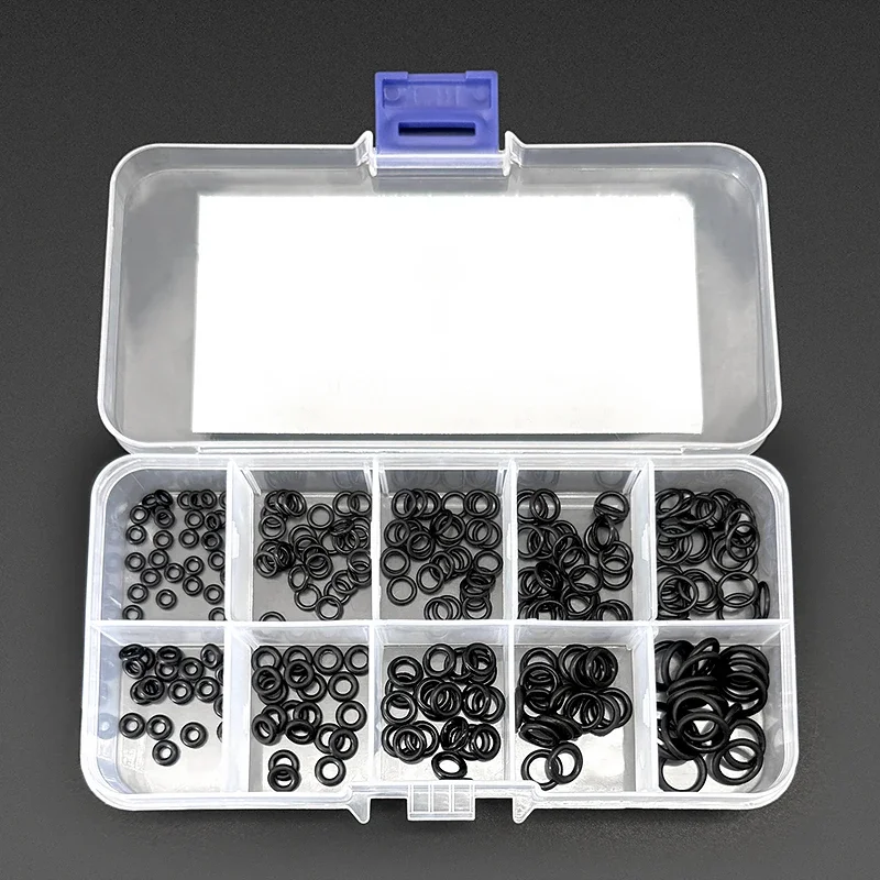 O-Ring Kit 250PCS Black VMQ Silicone CS1/1.5mm Oil Resistant Leak Proof Sealing Washers Household Faucet Plumbing DIY Set