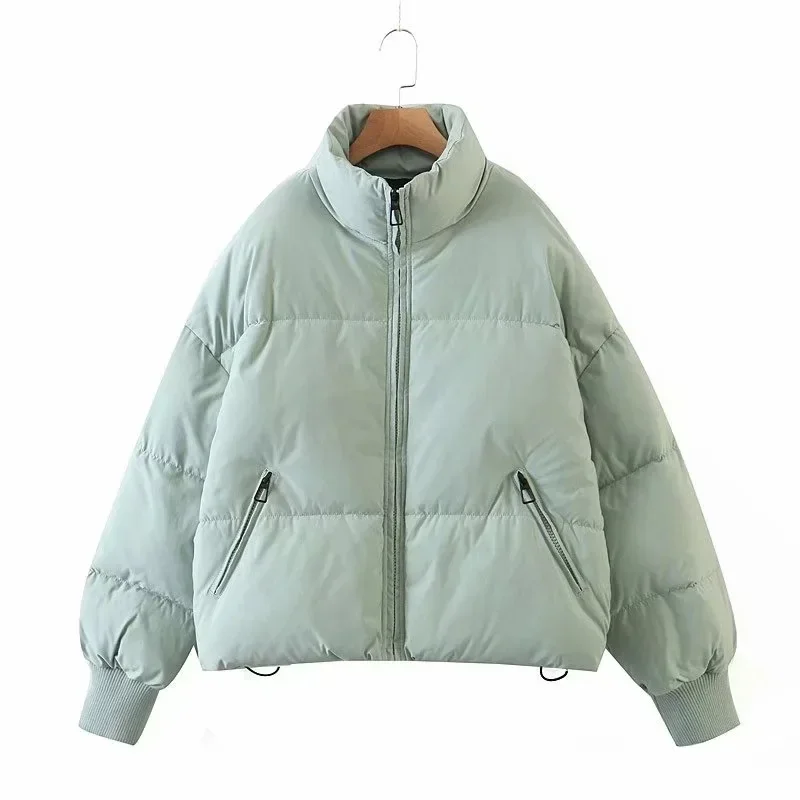 Cappotto in cotone vintage Piumino invernale Parka da donna Caldo spesso manica lunga con cerniera Colletto alla coreana Streetwear Capispalla di fascia alta