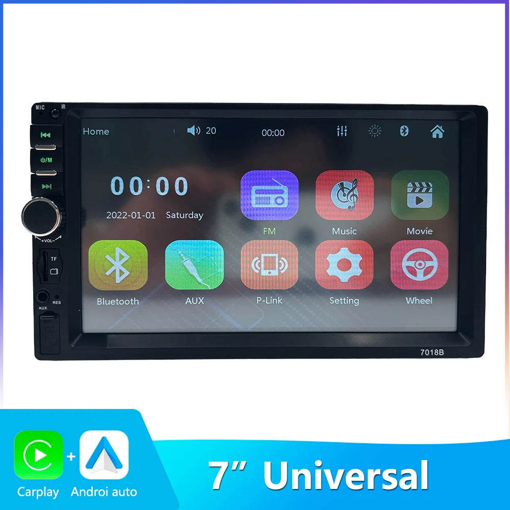 7“ Car Radio 2 Din Carplay Android Auto Multimedia Player HD Touch Screen FM AUX Input Bluetooth MirrorLink Universal Autoradio