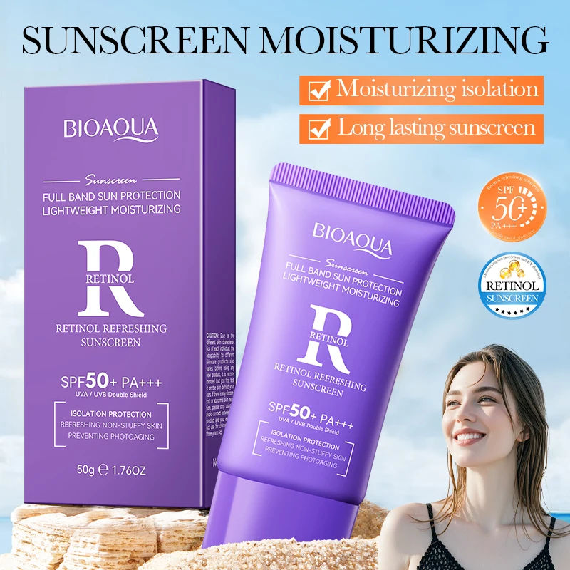 BIOAQUA spf 50 protector solar de Retinol para cara cuerpo cuello bloqueador Solar cremas blanqueadoras protector solar Facial hidratante Protector Solar