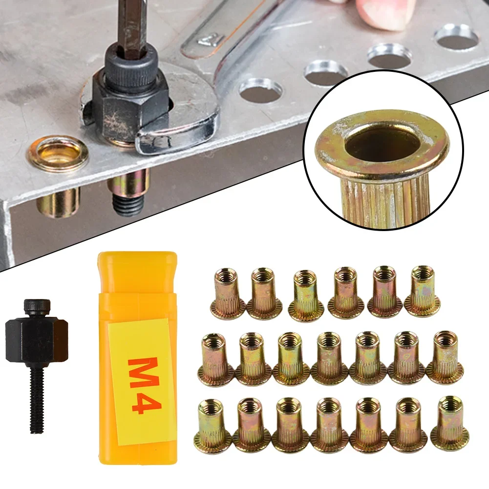 21PCS Hand Rivet Nut Head Nut Set For Hand Rivet Tool Belt With 20pcs Nut M5/M6/M8/M10 Simple Install Aluminum Nut Set