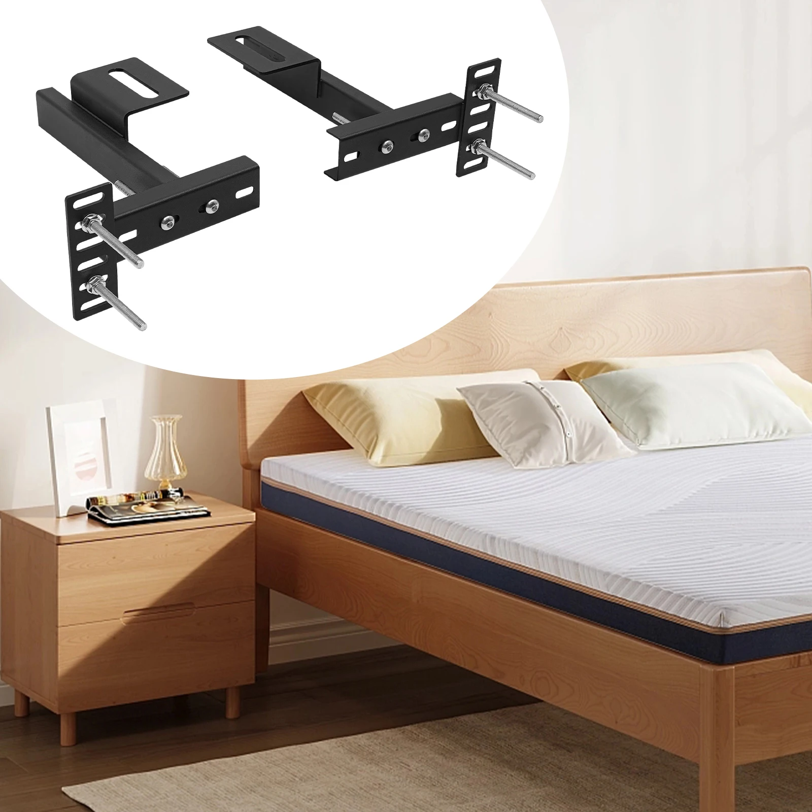 2pcs Headboard Bracket, Adjustable Headboard Bracket, Black Headboard Bracket