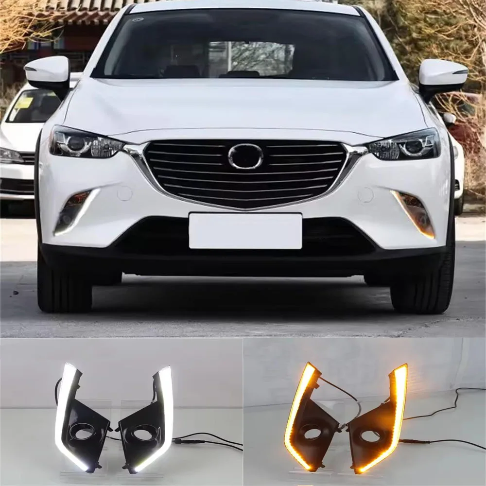 

Car Accessories Fog Lamp For Mazda CX-3 CX3 2015-2019 Yellow Turn Signal Relay 12V Car LED DRL Daytime Running Light Daylight