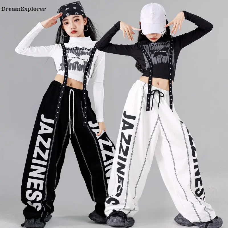 Girls K-pop Crop Top Cardigan Joggers Pants Child Hip Hop Stage