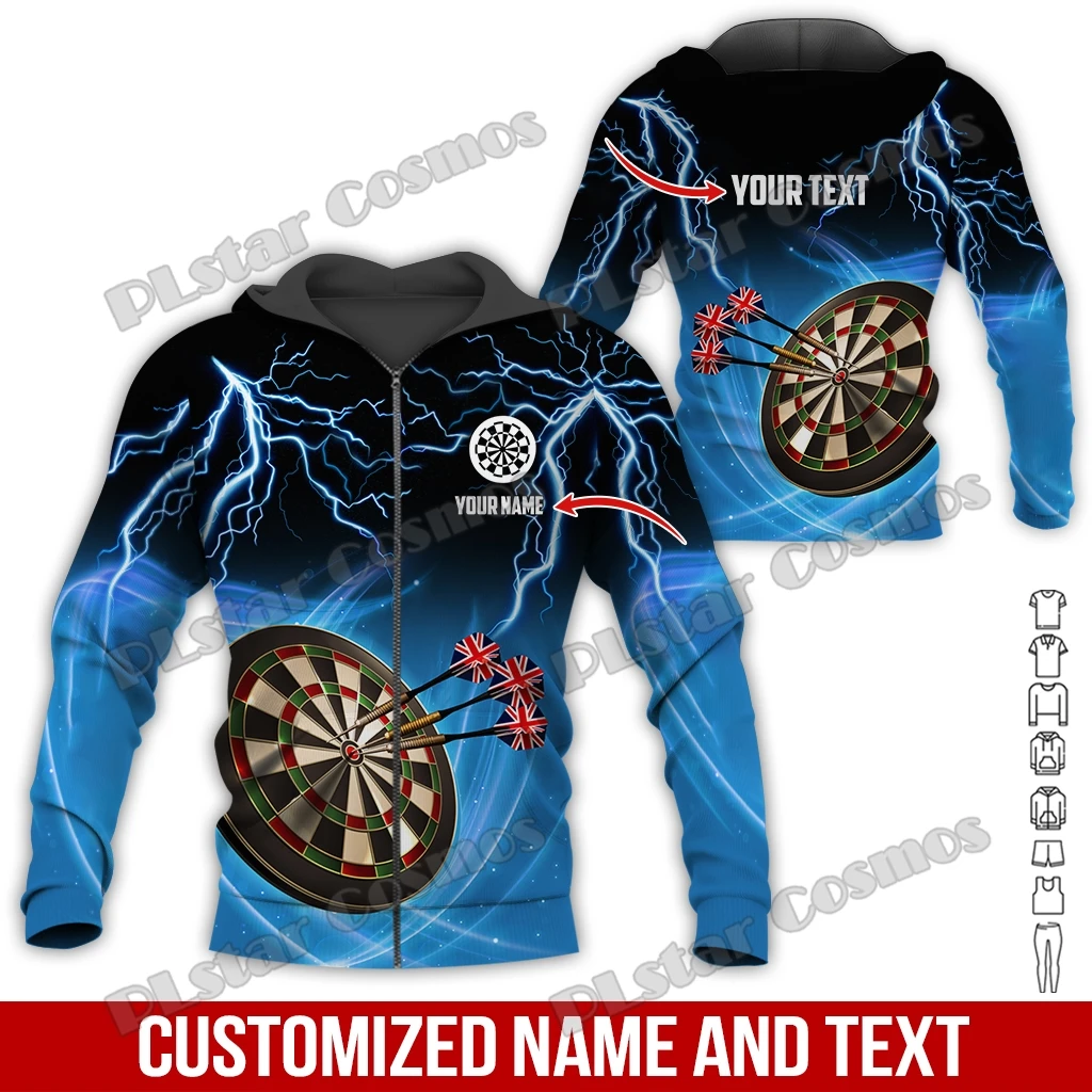 Aangepaste Naam Darts Kerst 3D Gedrukt Heren Rits Hoodie Herfst Unisex Casual Rits Trui Voor Darts Lover Gift DK582