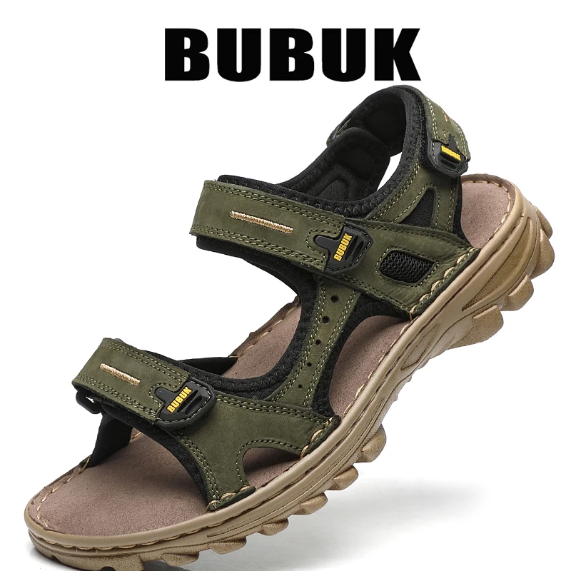 

Новые мужские сандалии BUBUK из натуральной кожи (первый слой), летние уличные пляжные туфли с открытым носком, легкие походные туфли с поддержкой свода стопы