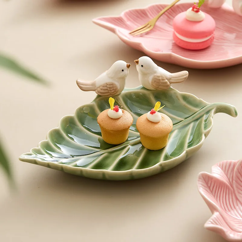 New Cute Bird Dim Sum Tray Ceramic Jewelry Storage Tray Creative Shelf Dim Sum Tray Home Tea Table Desktop Decoration Gifts