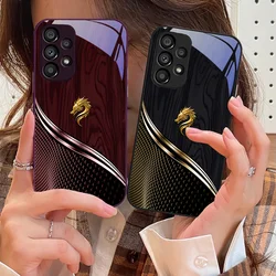 Wood Grain Dragon Blue For Samsung Galaxy S10 4G S20 11E 30 S21 21Fe 22 S24 Pro S23 Ultra 5G S8 S9 Tempered Glass Phone Case