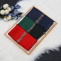 Elegant Bead Luxury Silk Scarf Thin Long Women Hijab Shawls Wraps UV Protection Organza Scarf Ladies