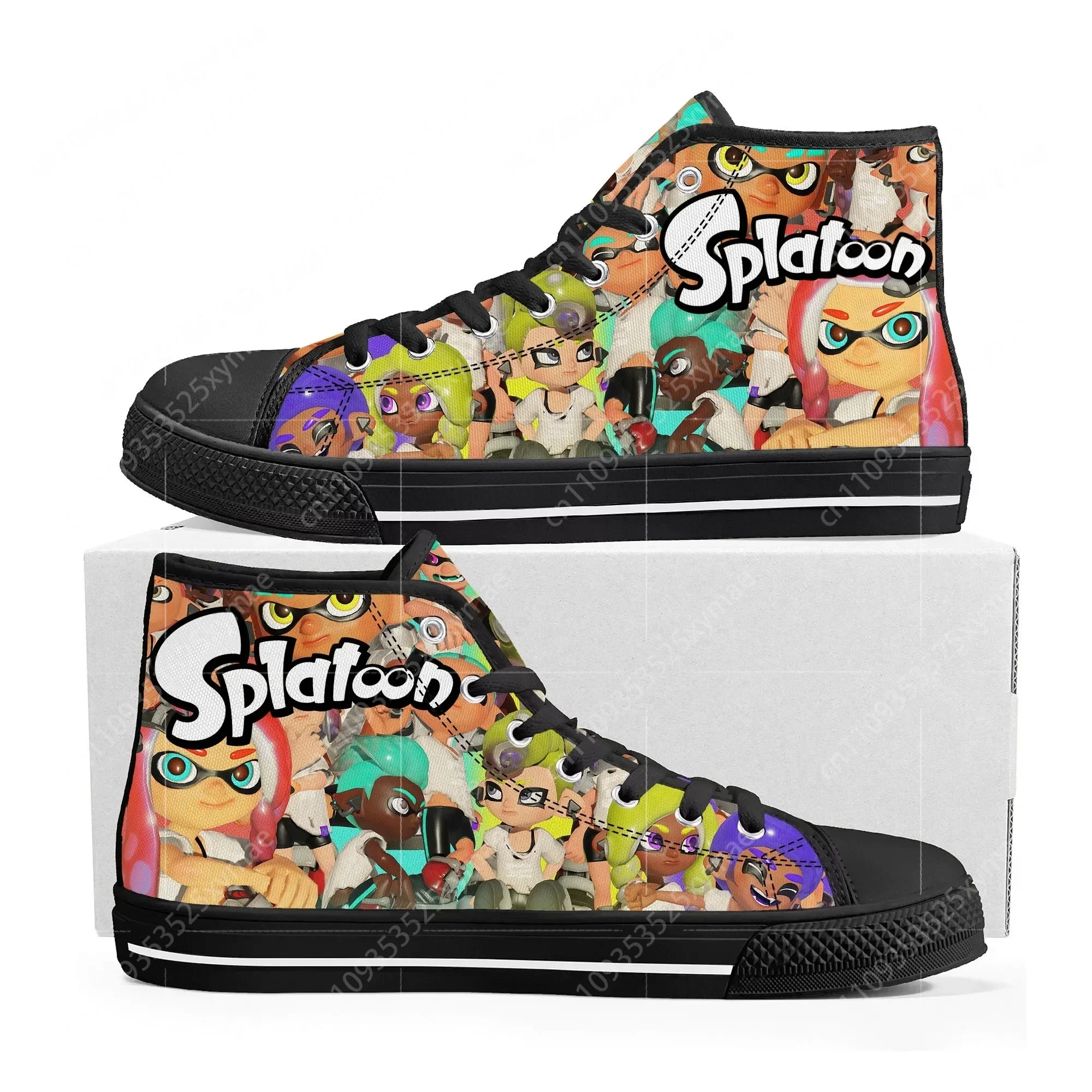 

Кроссовки на высокой подошве в стиле аниме и мультфильмов Splatoons для мужчин и женщин, подростков, высококачественные кеды из канваса, модные кроссовки на заказ для пар