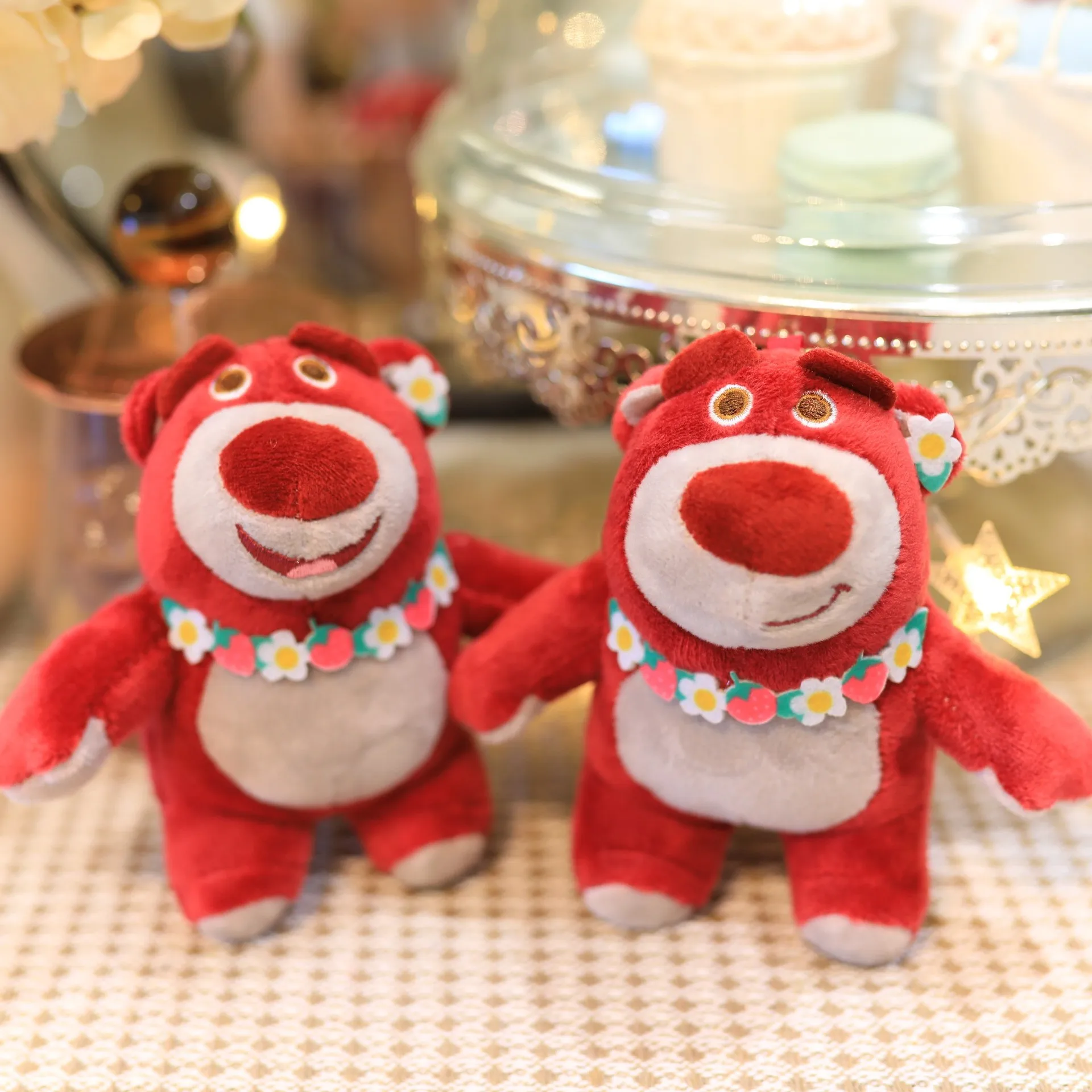 Strawberry Bear 14CM Plush Filling Animal Bear Children's New Grapher Doll Toy Gift 4-inch Keychain Gift