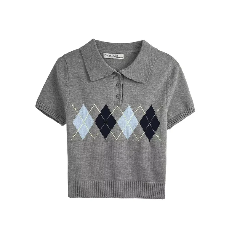 Top lavorato a maglia maglione da donna 2025 New England plaid gioventù sottile estate maglione da donna moda elegante strada viaggi vacanze top