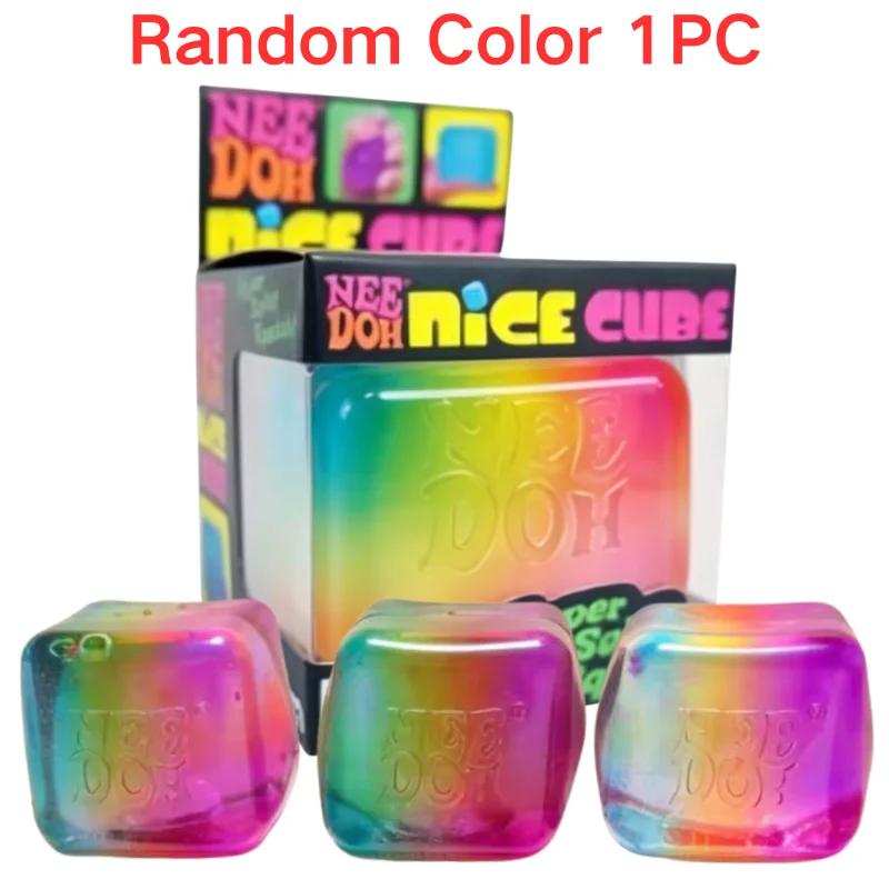 Schylling Needoh Nice Cube & Mini Jellyfish Sensorische Nice-Sicle Stressverlichtende Squishy Cube Anti-Angst Knijp Blind Box Speelgoed