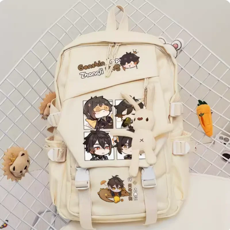 Anime Genshin Impact Zhongli Schult asche Rucksack Hochleistungs-Umhängetasche Cosplay Reise Student Teenager Geschenk B571