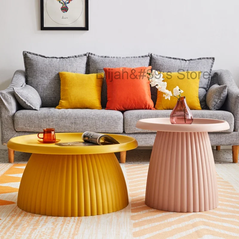 

Modern Plastic Coffee Tables Balcony Makeup Small Tables Round Living Room Mobile Home Furniture Mesas Living Room Sofas