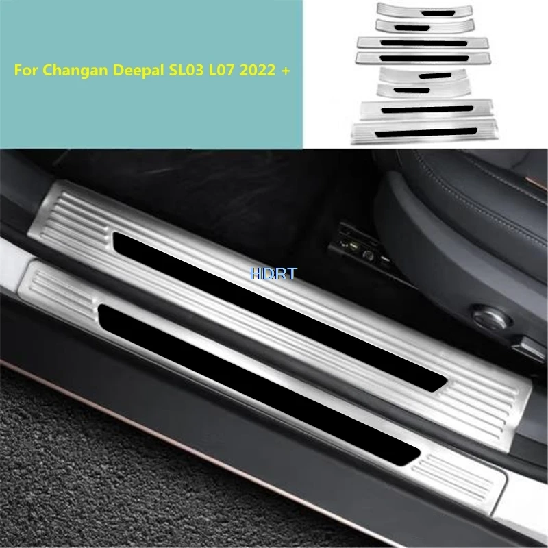 Car Door Sill Welcome Pedal For Changan Deepal SL03 L07 2022 + Scuff Plate Rear Trunk Guard Cover Threshold Styling Trim Sticker