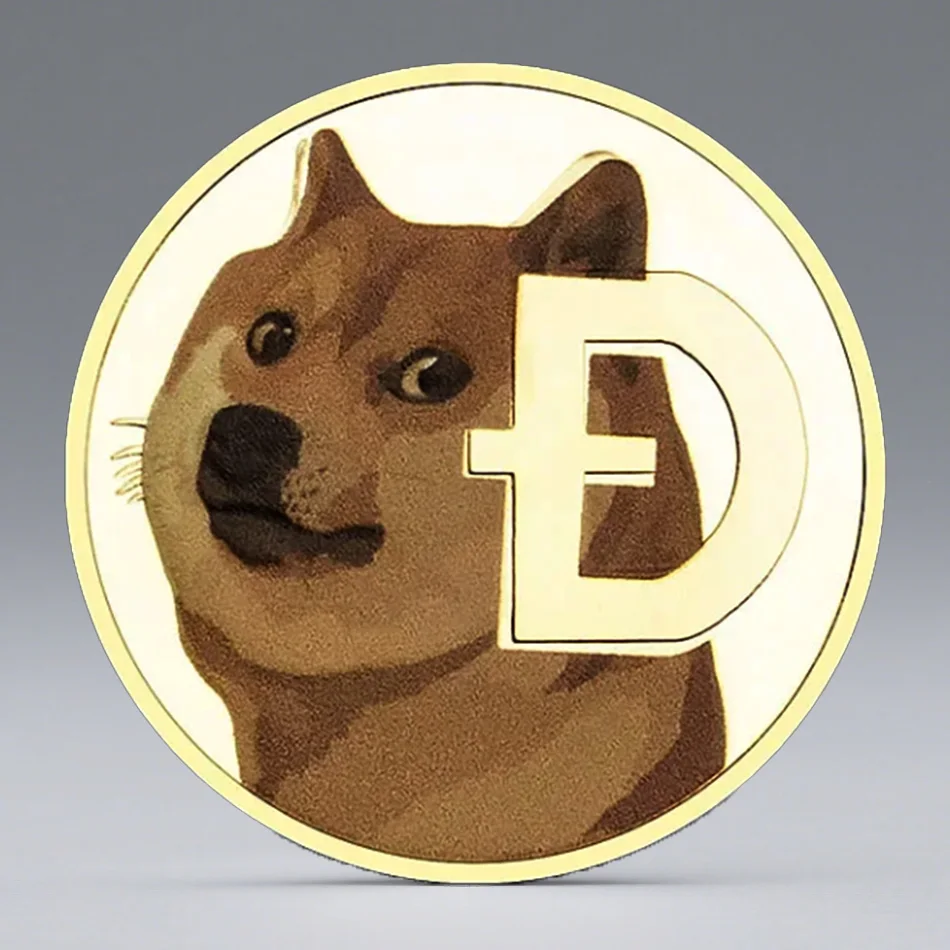 Dogecoin Gold Plated Commemorative Coin in Doge We Trust Badge Collectible Gift Cryptocurrency Coin