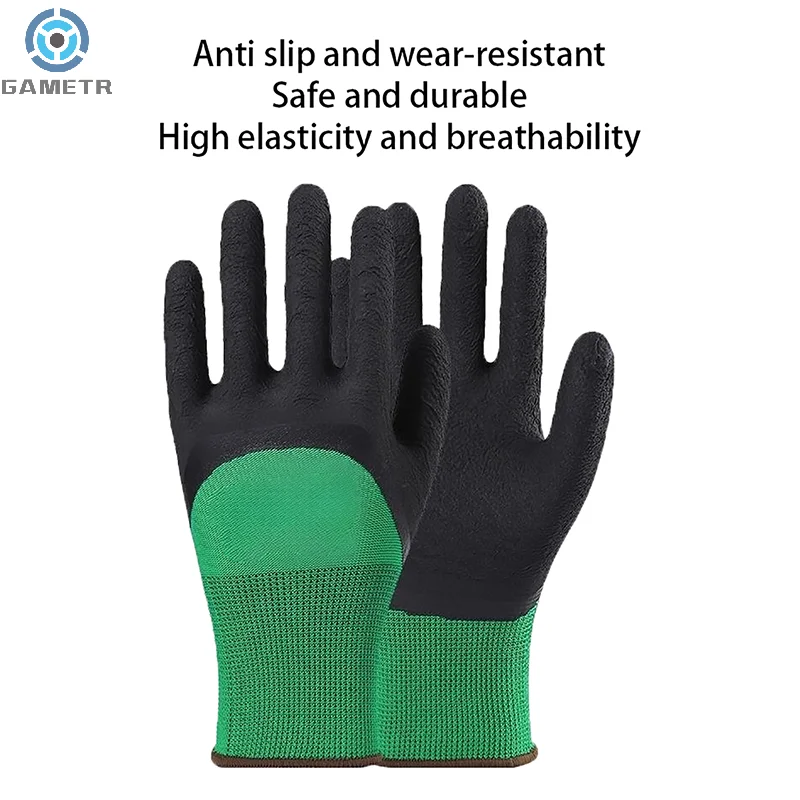 1 Pair Super Grip Working Gloves Rubber Coated Anti-Slip Waterproof Wear-Resistant Garden Gloves For Garden Repairing Builder