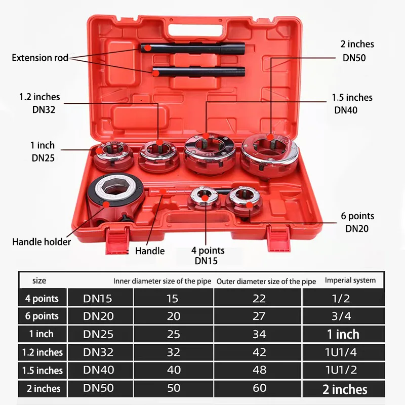 Manual Pipe Threading Machine Ratchet Tools Portable Pipe Threading Set Dies Galvanized Pipe Open Teeth Water Pipe Sleeve Tools