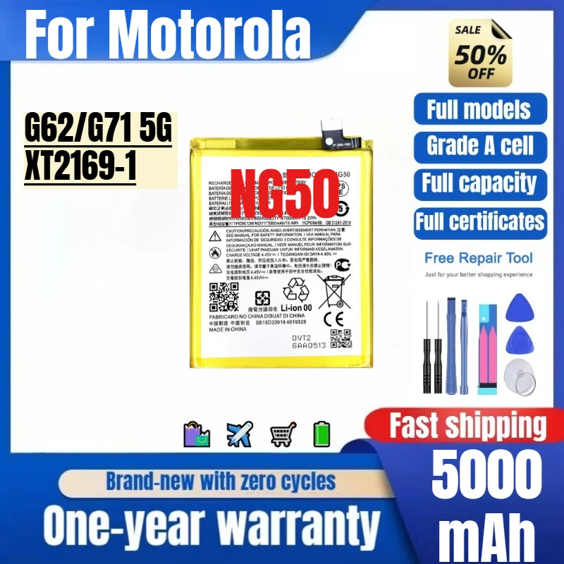 

NG50 for Motorola G62/G71 5G/XT2169-1 Phone Battery High Quality High Capacity Replacement Bateria Grade A Cell with Tools