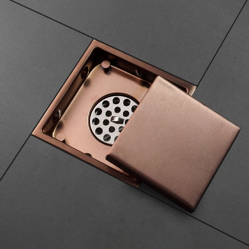 

Square Floor Drain 304 Stainless Steel Tile Invisible Insert Square Floor Waste Grates Bathroom Anti-odor Shower Drain Gold