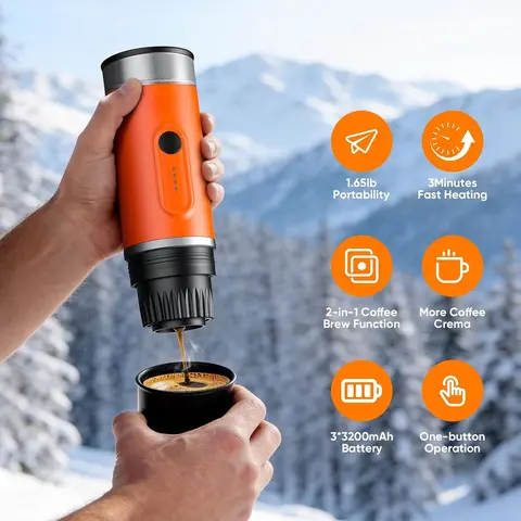 2026 New Upgrade Portable Espresso Machine For Travel, Self-Heating Coffee Maker Works With Capsules & Ground Coffee, Type-C Rec