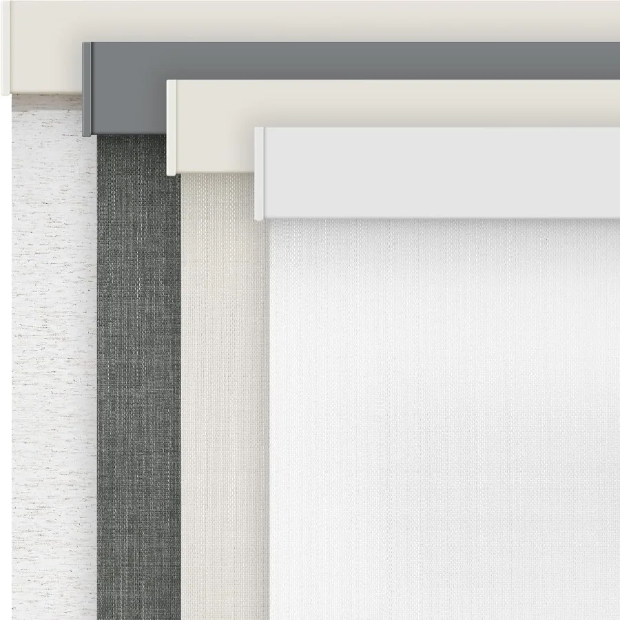 

Беспроводные затемняющие шторы для внутренних окон из белой ткани с роликовым механизмом. 20-дюймовые жалюзи в льняном стиле. Идеально подходят для L.