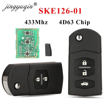 Jingyuqin SKE126-01 2/3 ปุ่มพลิกรถรีโมทกุญแจสําหรับ MAZDA 2 M2 Demio / 3 M3 Axela/ 5 M5 Premacy / 6 M6 Atenza 8 M8 MPV CX7