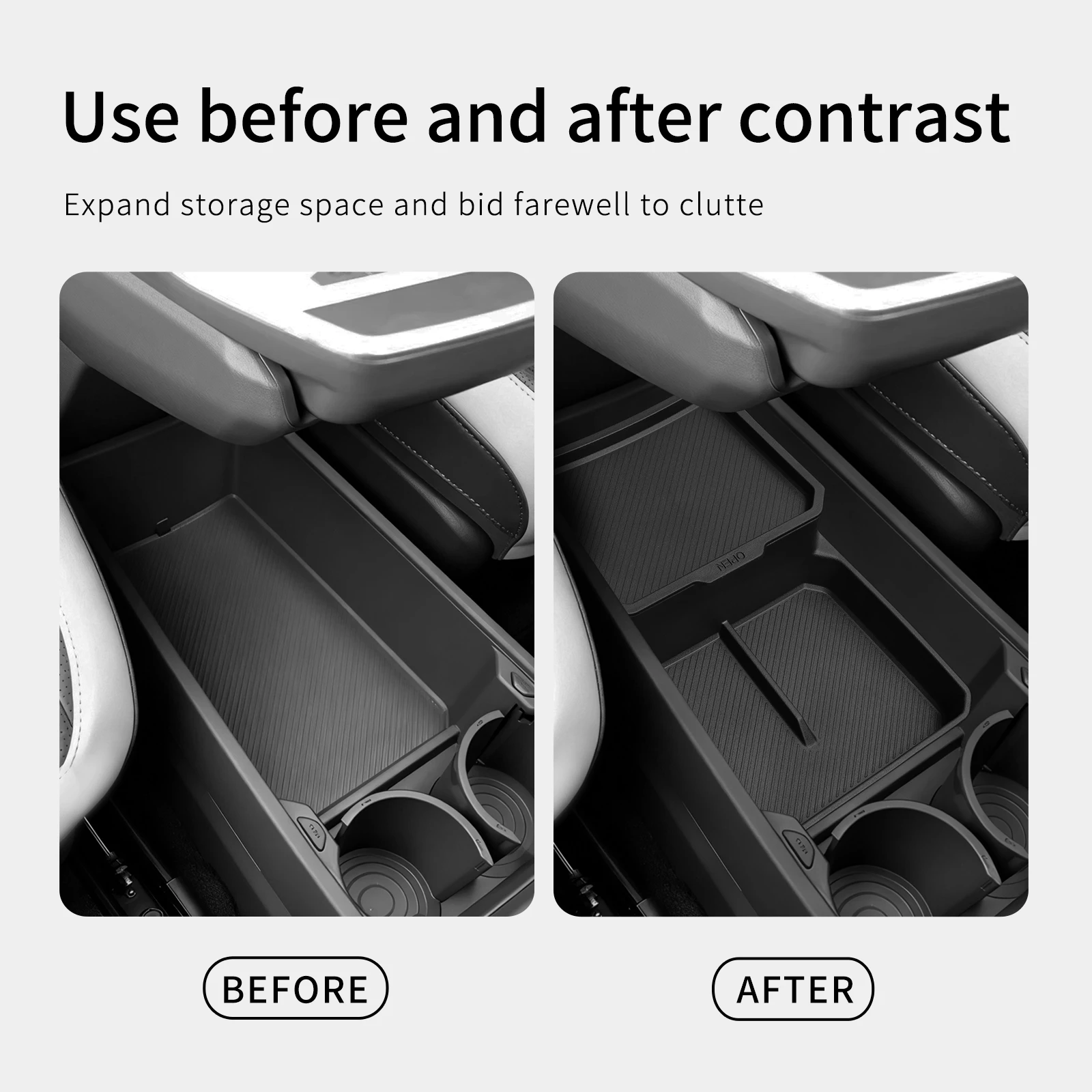 Smabee für Kia EV3 EV4 2024-2025 Auto Mittelkonsole Untere Ablage TPE Auto-Aufbewahrungsbox Organizer Innenraum-Zubehör Ordnungssystem Schwarz – Detail 5