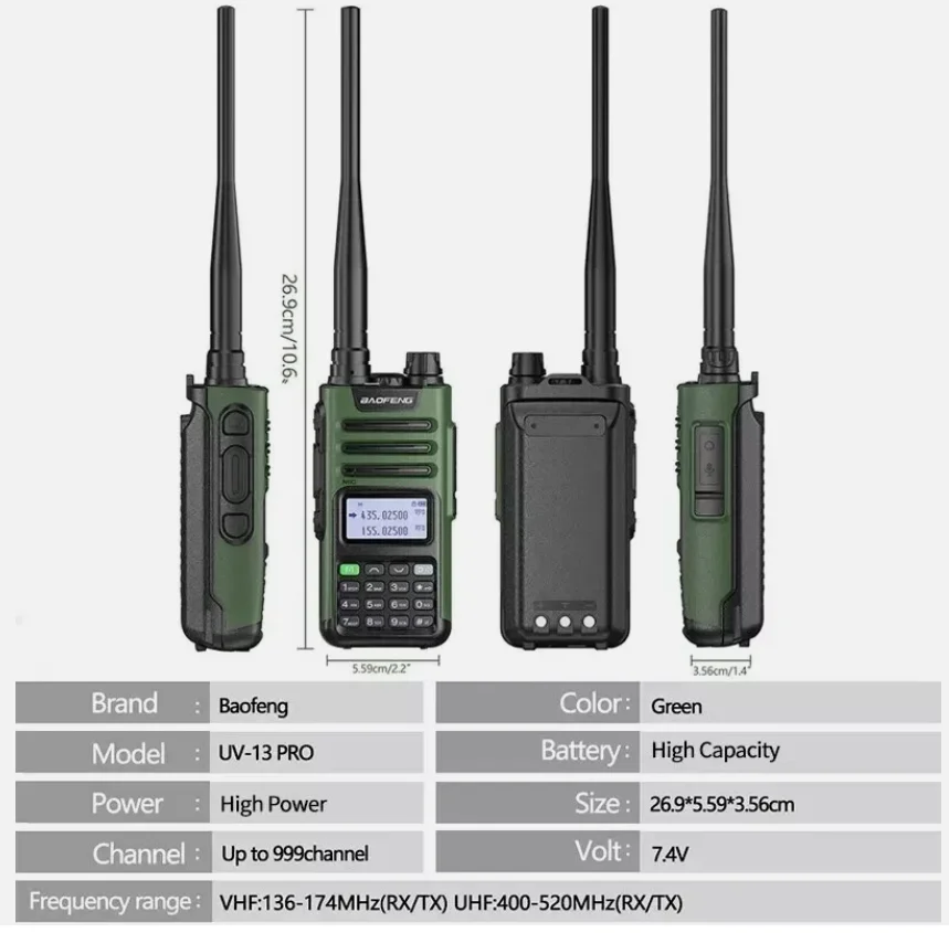 Baofeng UV-13 Pro V1 V2 Hochleistung Dualband Walkie-Talkie Typ C 16 Km T