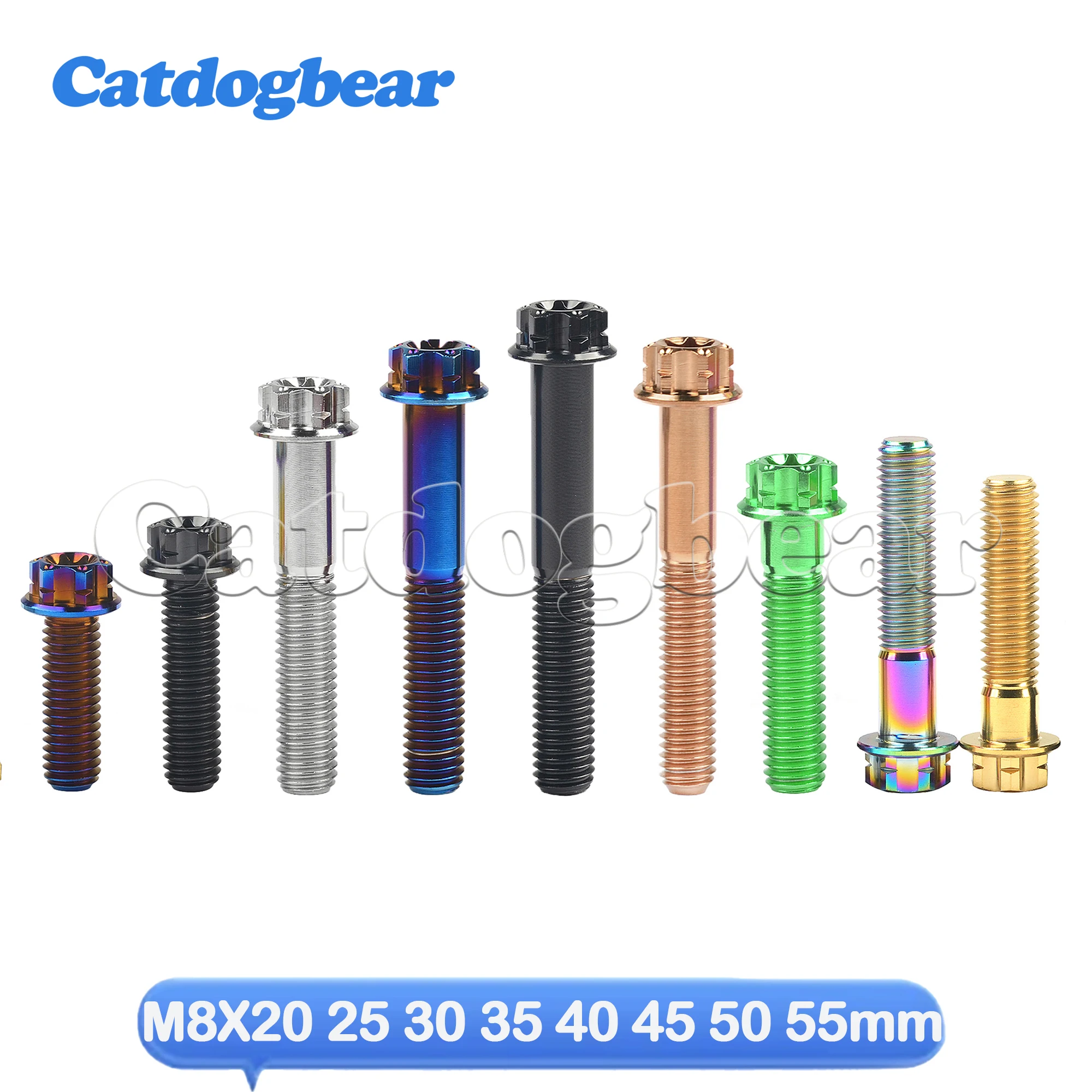 Catdogbear Titanium Bolts M8X20 25 30 35 40 45 50 55mm Torx Flange for Motor Bike Disc Brake