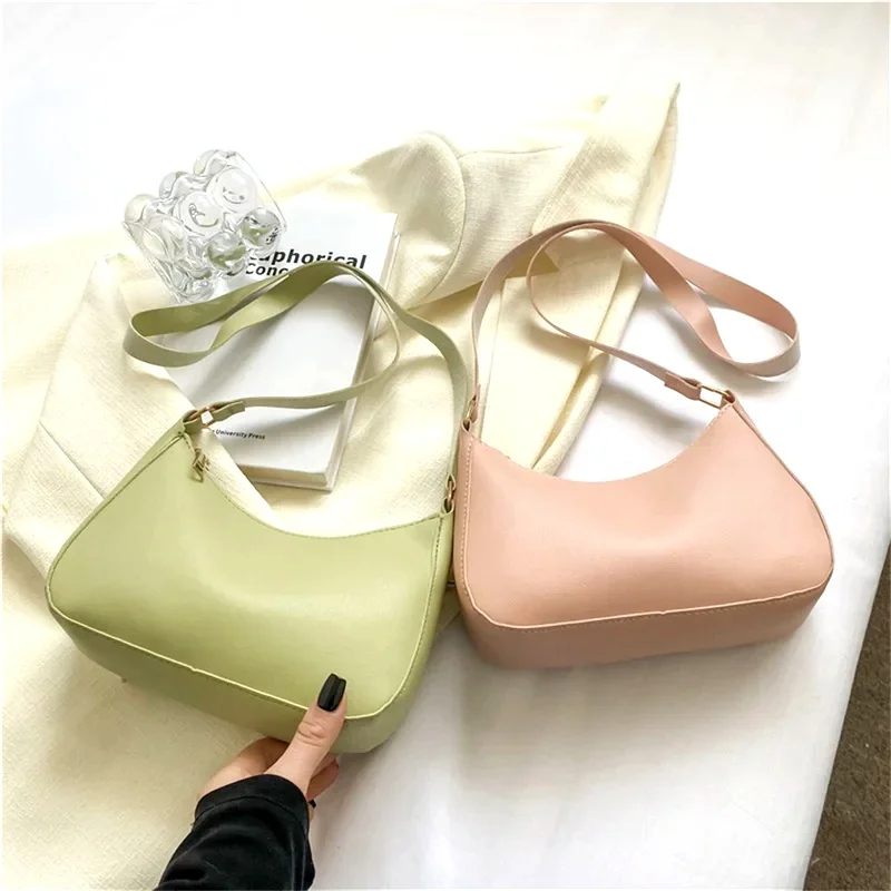 Fashionable and Trendy Solid-Color Handbag, Simple and New Small Square Bag, Stylish and High-Quality Single-Shoulder Armpit Bag