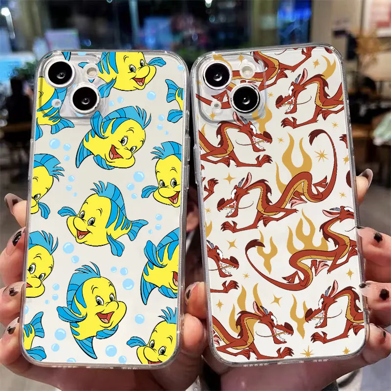 Phone Case for iPhone 16 Pro 13 Pro Max 8 7 Plus XR 14 15 11 12 Mini  X XS SE Transparent Silicone Cover Disney Cartoon Marlin