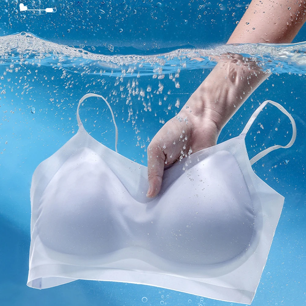 Casual V Neck Bra Ice Silk Cup Bra Womens V Neck Bra Comfortable Women Bra Ringless Bra Underwear Sleeveless Design