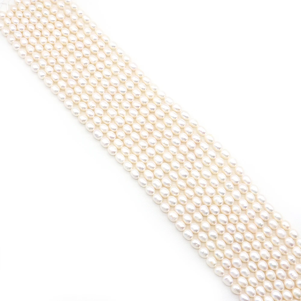 High-Quality Rice-Shaped White Natural Freshwater Pearl Straight Hole Loose Beads DIY Making Necklace Bracelet Jewelry 6-10mm