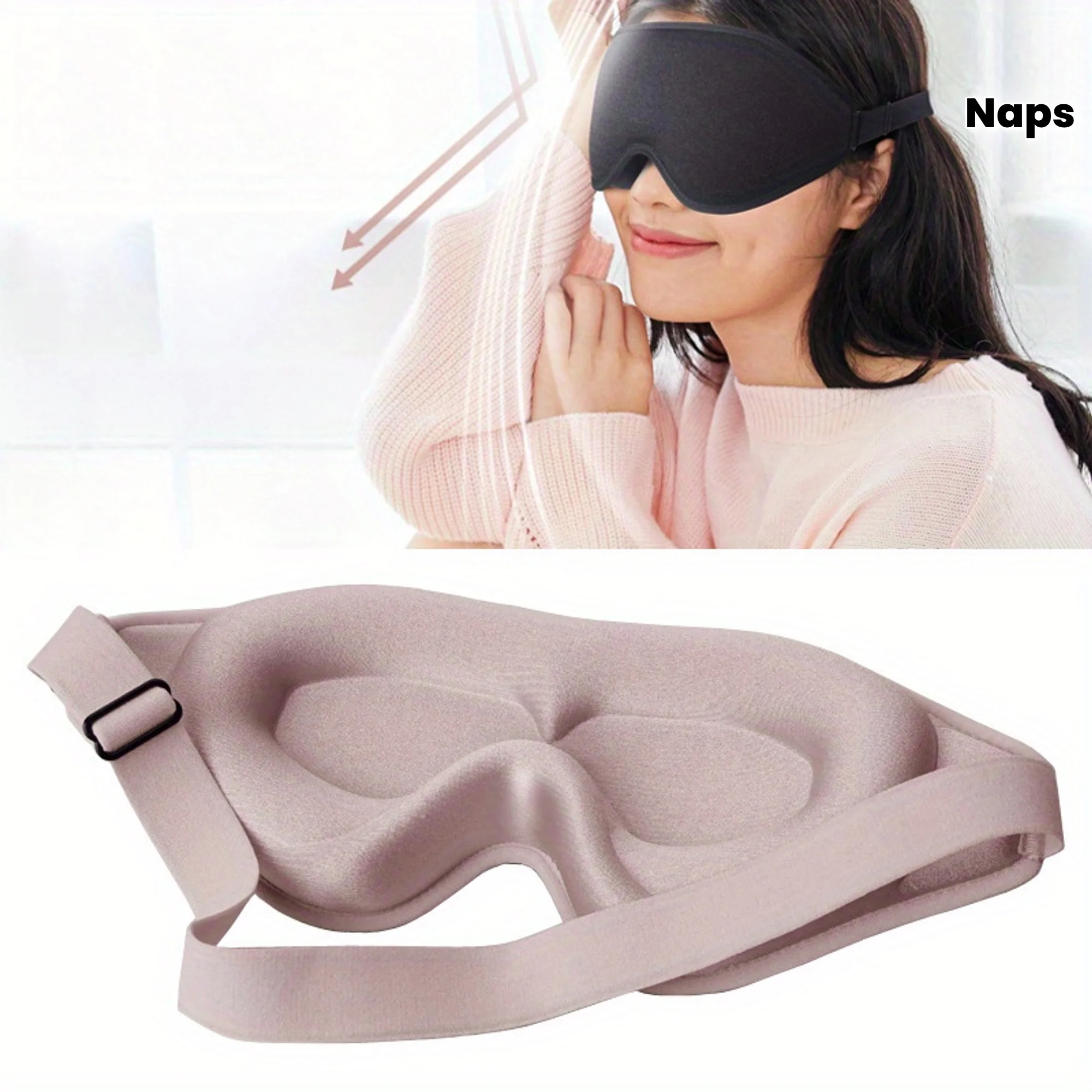 Ultra-Soft 3D Sleep Mask | Fragrance-Free, Paraben-Free, Suitable for All Skin Types - Perfect for Travel and Naps