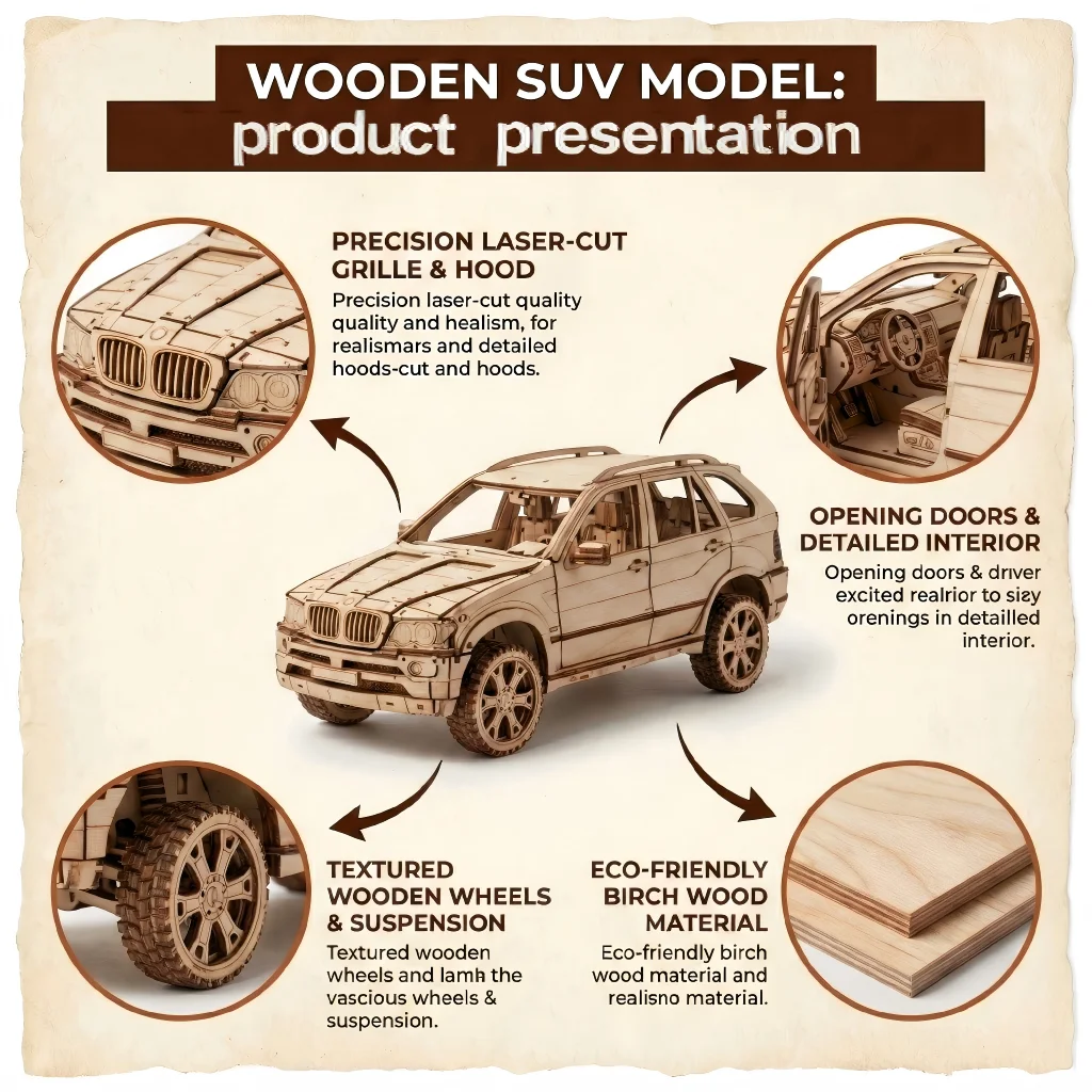 ปริศนา 3 มิติ สำหรับผู้ใหญ่ รถ SUV บล็อกตัวต่อจิ๋ว ของเล่นเสริมพัฒนาการ ตกแต่งบ้าน เกมไม้สำหรับเด็ก ของเล่นเซอร์ไพรส์สำหรับเด็ก
