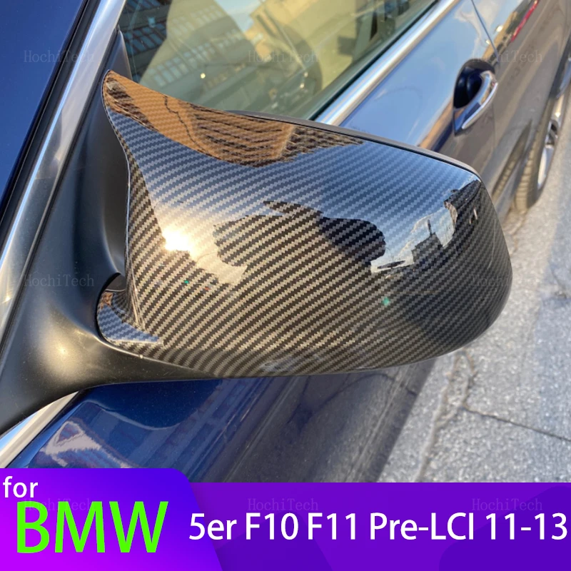 2x Carbon Fiber Mirror Cover Side Rearview Mirror Cap Cover Shell For BMW 5 Series F10 F11 Pre-LCI 520i 525i 528i 535i 2011-2013