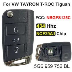 CN001108 3 przycisk oryginalny składana klapka brelok dla VW TAYRON T-ROC Tiguan zdalnego 434Mhz Smart Auto klucz FCCID NBGFS125C NCF29A1