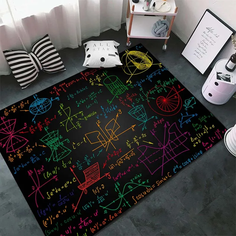 15 Sizes Science Maths Formula Education Rug Carpet for Children Room Babay Crawling Mat Bedroom Classroom Non-Slip Floor Mat