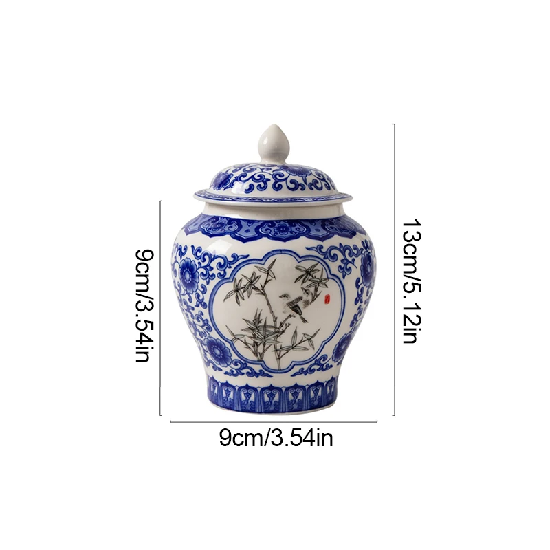 China Style Ceramic Storage Tank Ornament Blue And White Porcelain Tea Pot Kitchen Garlic Ginger Jar Container Restaurant Decor