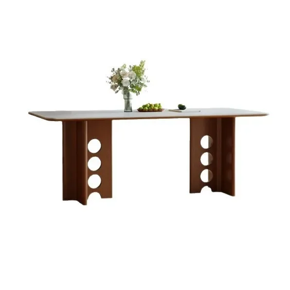 French retro dining table and chairs, combined antique household wind tunnel, dining table small apartment rock slab,