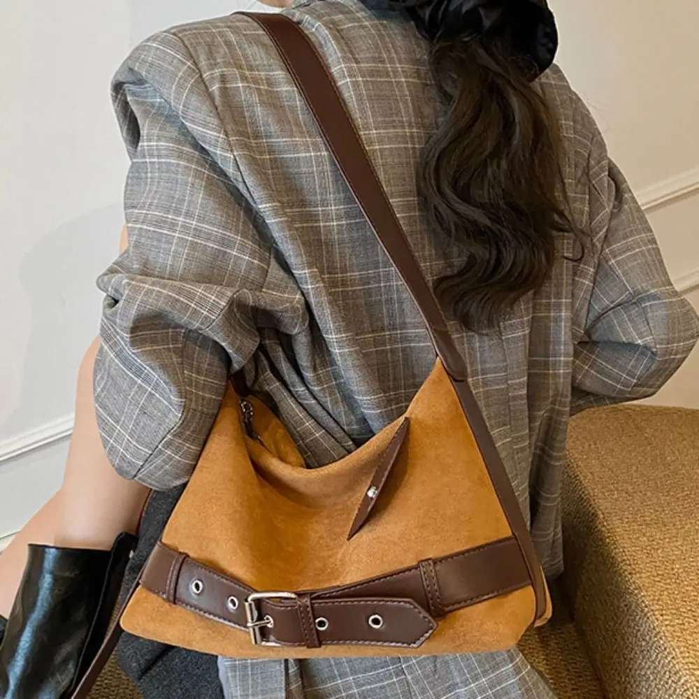 

Casual Korean Style Suede Tote Bag Solid Color Tote Bag Matte PU Hobo Bag PU Leather Large Capacity Underarm Packs Office Worker